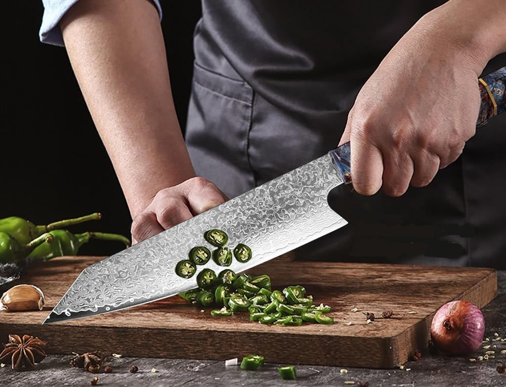 Nakiri Damascus Steel Chef Kitchen Knife