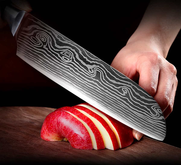 Ikigai Chef Knife Set Professional Japanese Knives with Damascus Pattern
