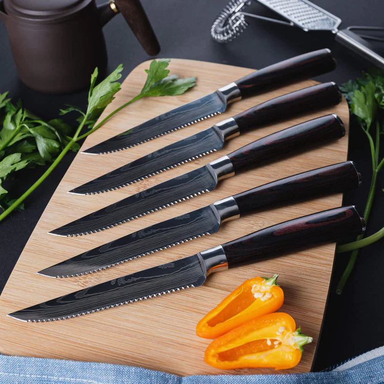 Kizaru Steak Knives  Japanese Serrated Knife Set With Luxury