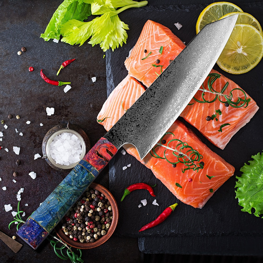 Nakiri Damascus Steel Chef Kitchen Knife