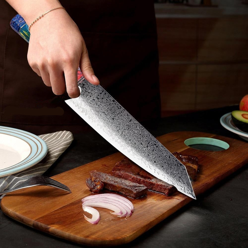 Nakiri Japanese Chef Kitchen Knife - Damascus Steel Series